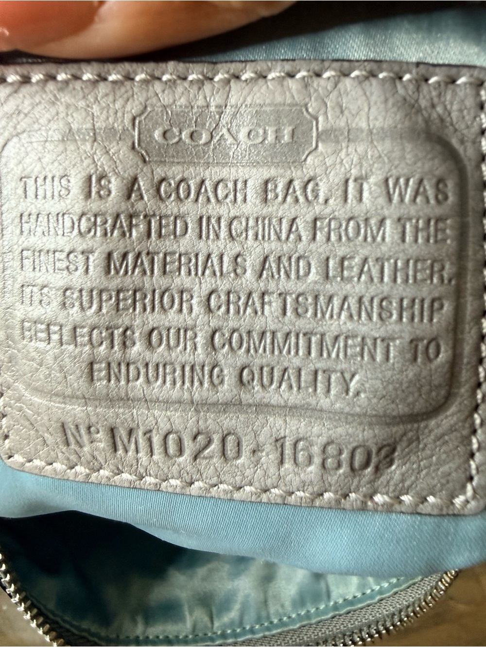 Coach Kristen Spectator Pale Blue Leather Hobo Bag with Croc-Trim Accents - Picture 9 of 10